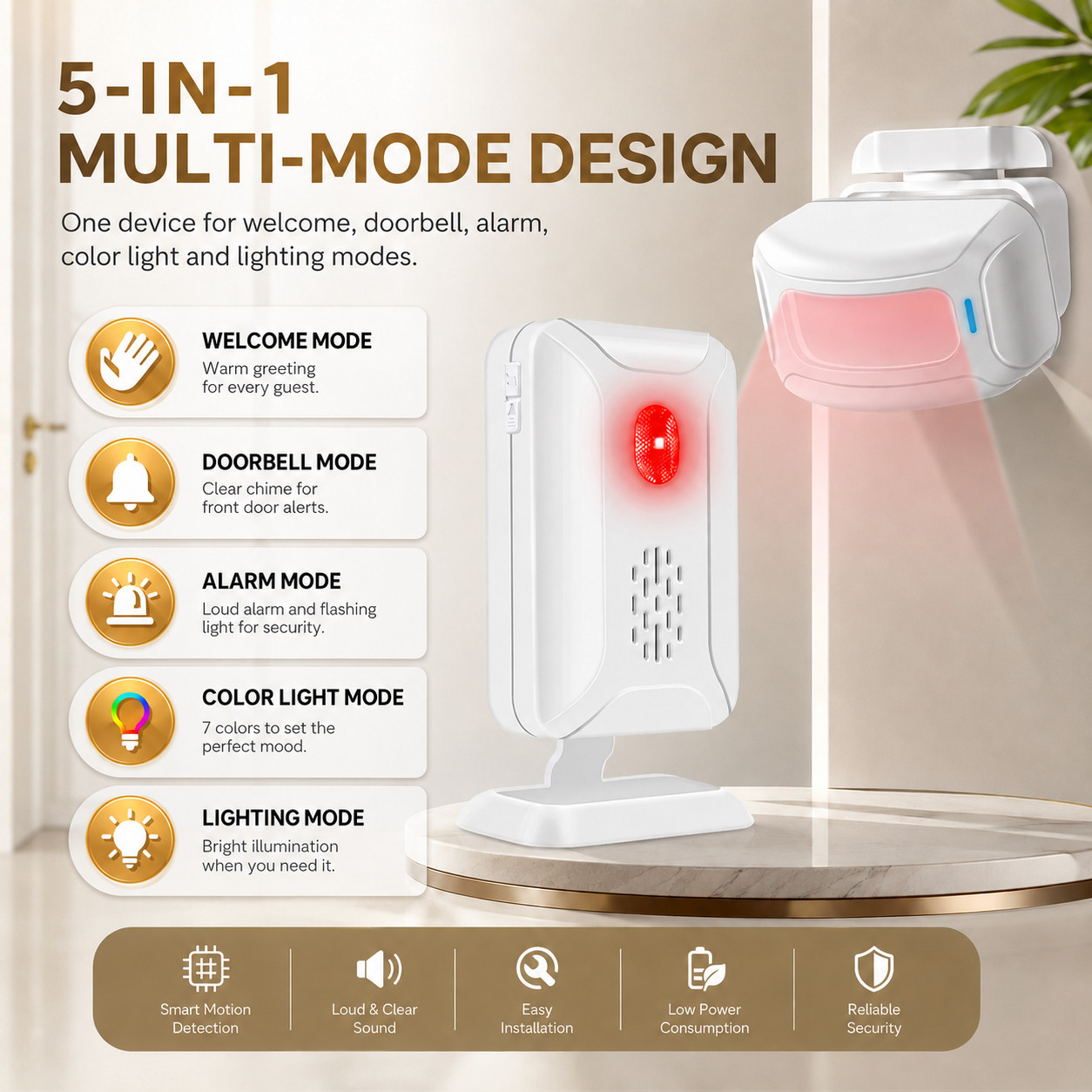 Wireless Door Chime Motion Sensor Alarm for Store Office 918ft Range 36 Chimes