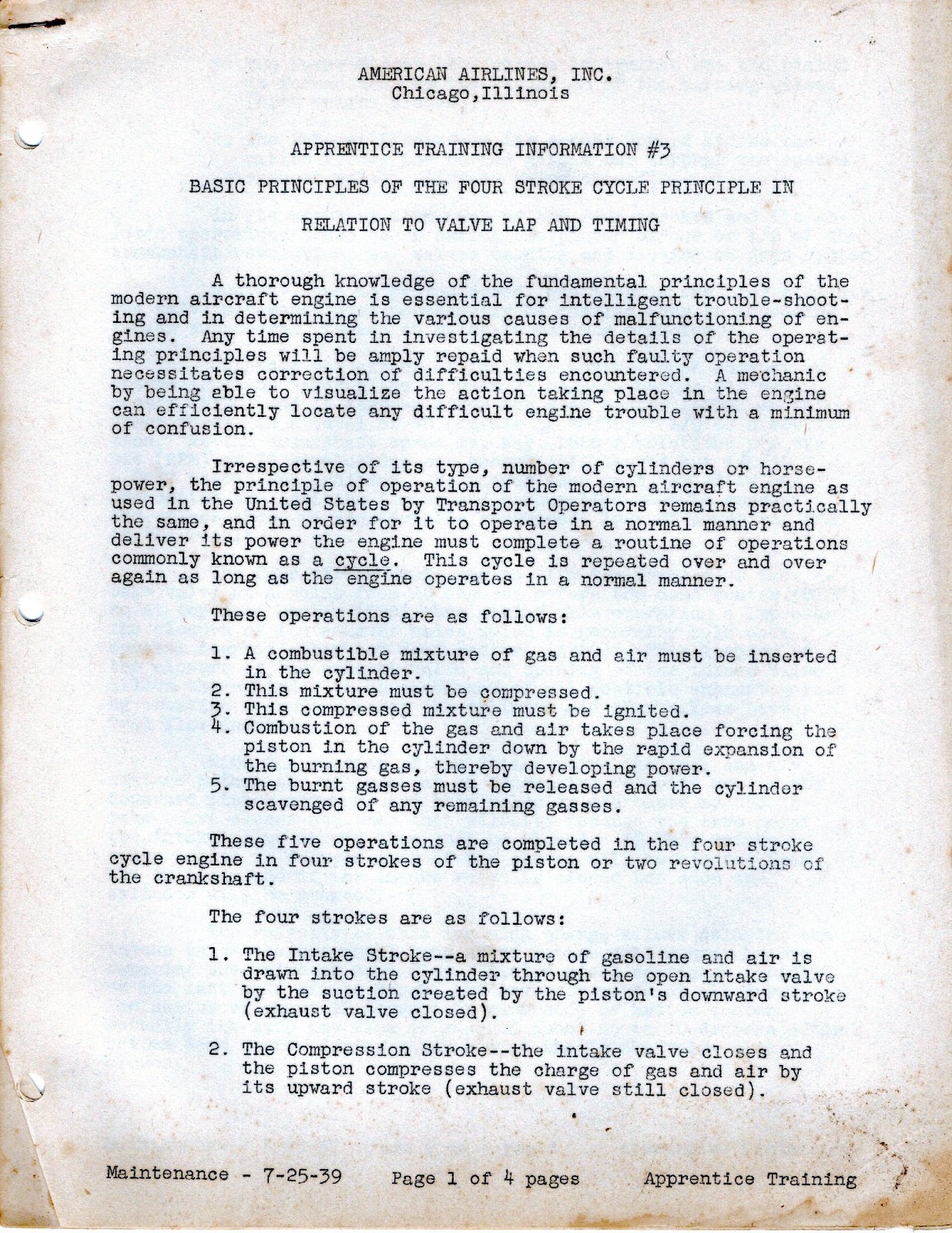1939 AMERICAN AIRLINES Mechanic Apprentice Training Information Booklets 85 Pgs.