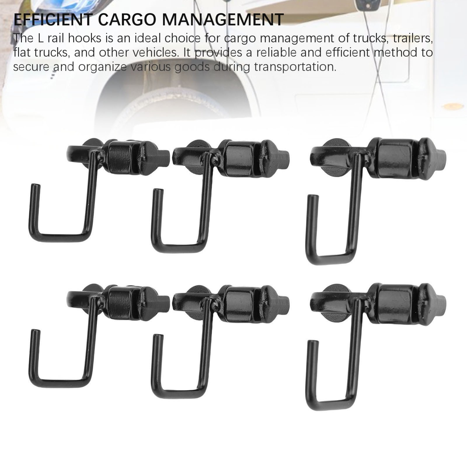 6PCS L Track Hook Double Stud Tie Down for Truck Bed Trailer Cargo Control