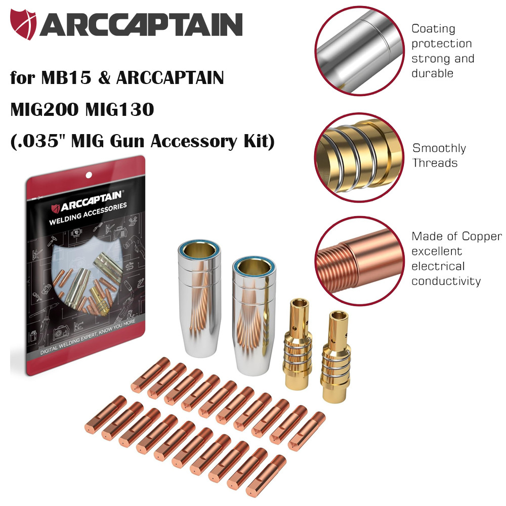 ARCCAPTAIN for MB15 15AK MIG Welding Gun Kit .035" Contact Tip Nozzle Diffuser