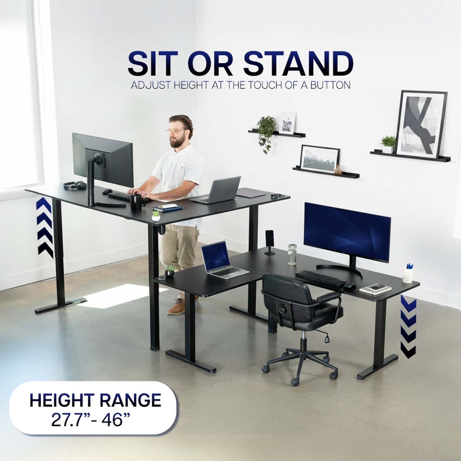 VIVO White Small Electric Single Motor Corner Desk Frame