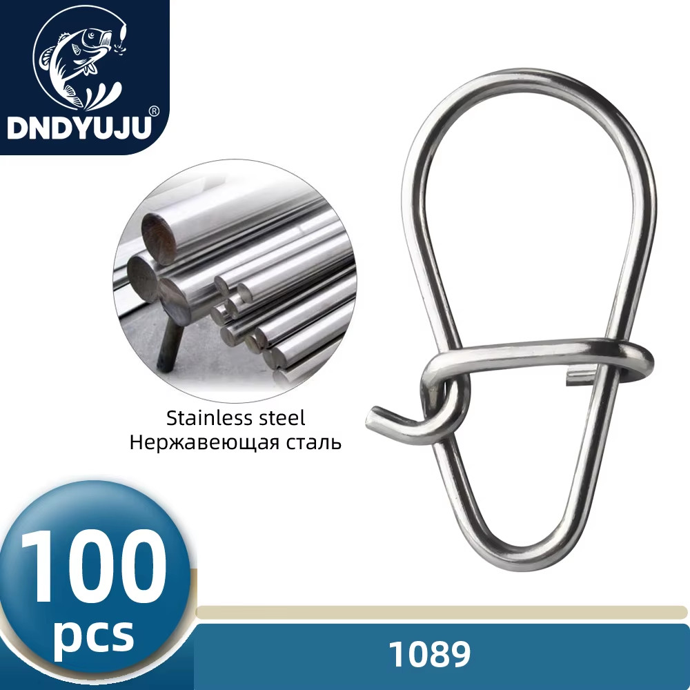 100X Fishing Nice Hooked Snap Pin 304 Stainless Steel Rolling Swivel Lure Connec