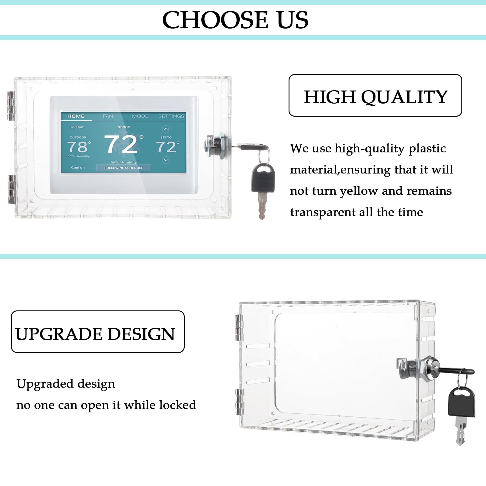 Thermostat Lock Box Universal Cover with Key...