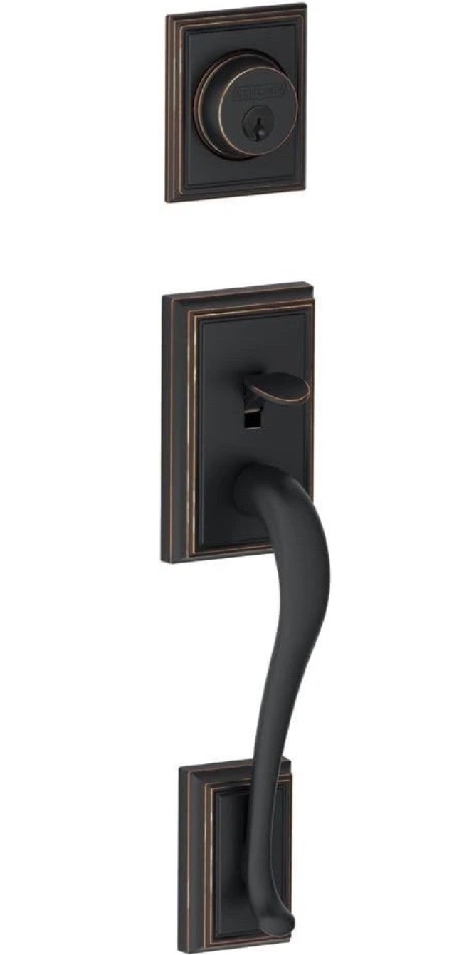 Schlage F58 ADD 505 Addison Door Handleset Deadbolt Exterior Half - Aged Bronze