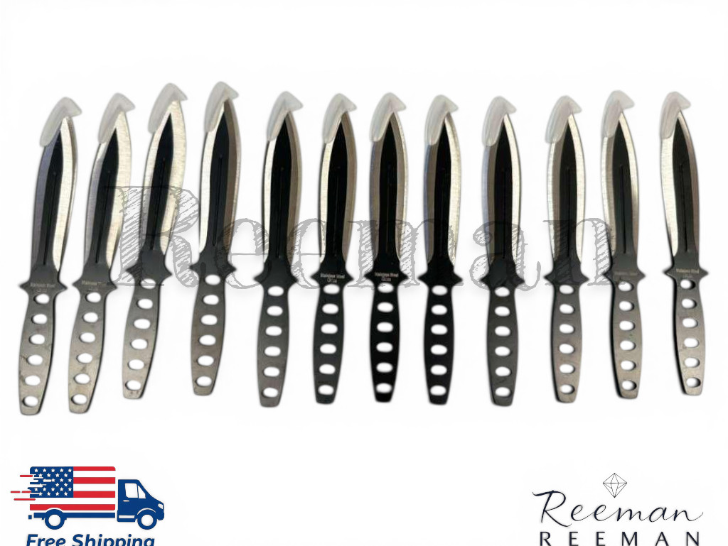 Throwing Knife Tactical Ninja Fixed Blade Ninjutsu Kunai Combat Set 12 pcs 6"