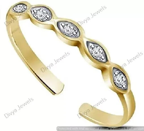 0.10 CT Lab-Created Diamond Adjustable Fancy Toe Ring 14K Yellow Gold Plated