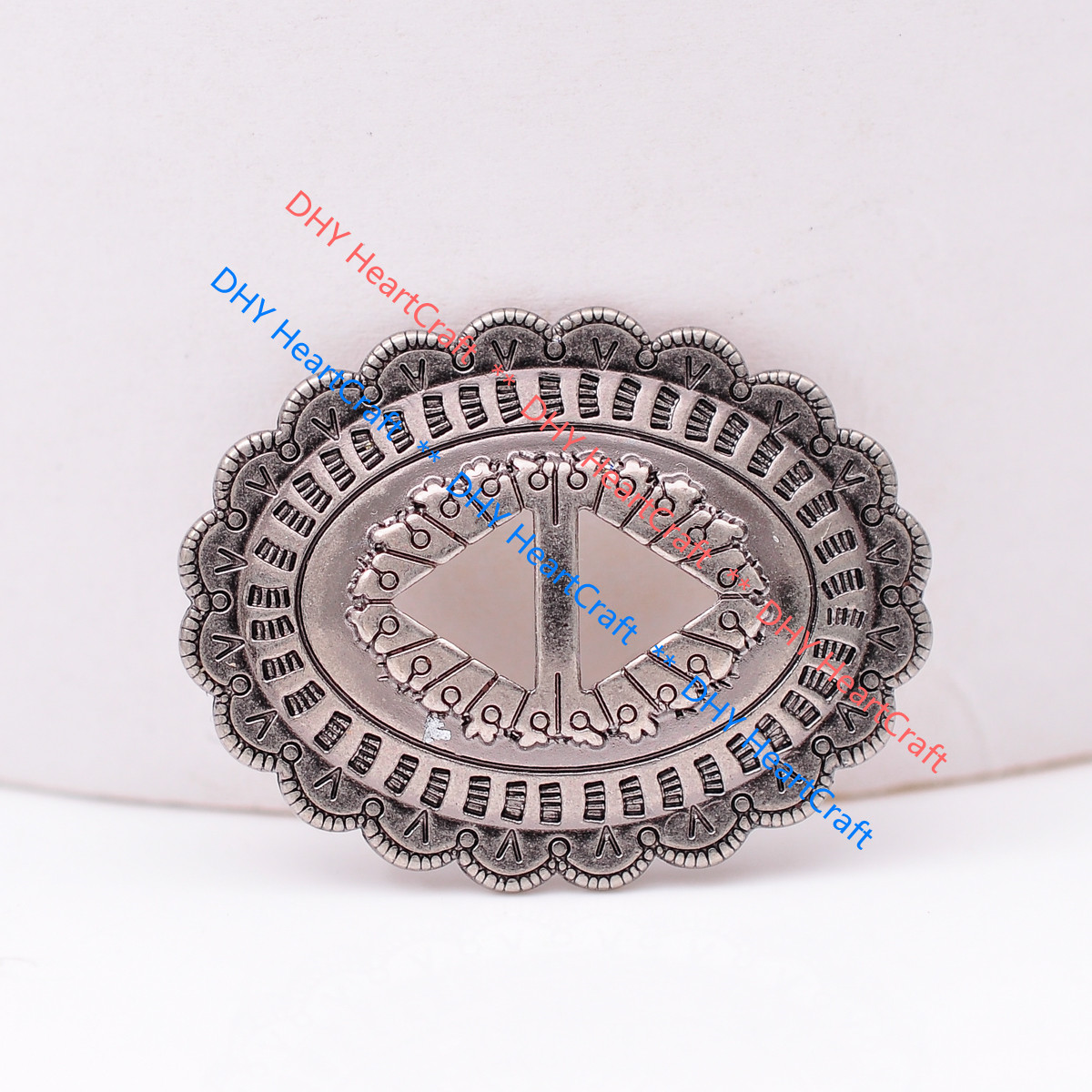 5X Ancient Silver Western Cowboy DIY Leathercraft Slotted Conchos Oval 32*25mm