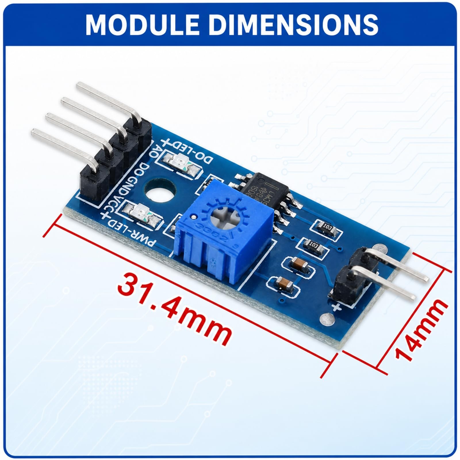 hiBCTR 5 Packs Soil Moisture Sensor Module LM393 Chip Hygrometer Blue