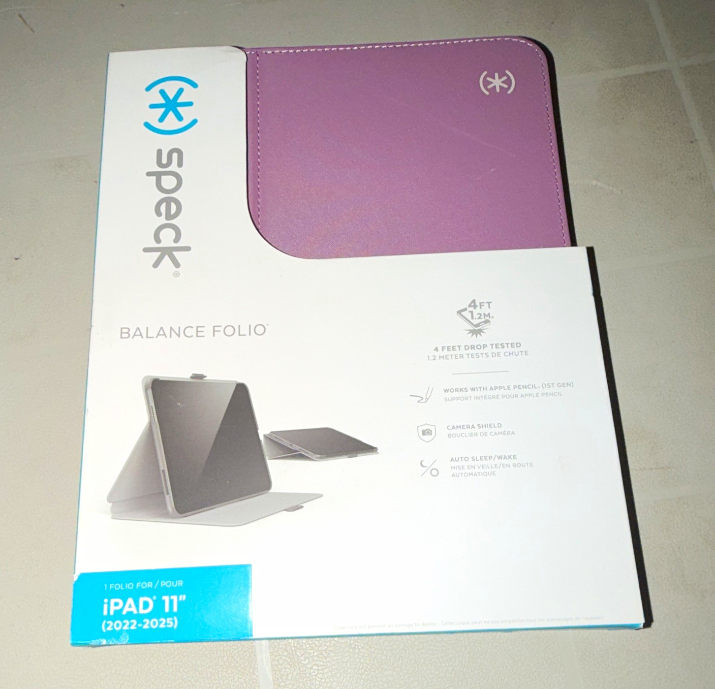 Speck Balance Folio Folding Case Auto Sleep/Wake Pencil Holder iPad 11 Purple