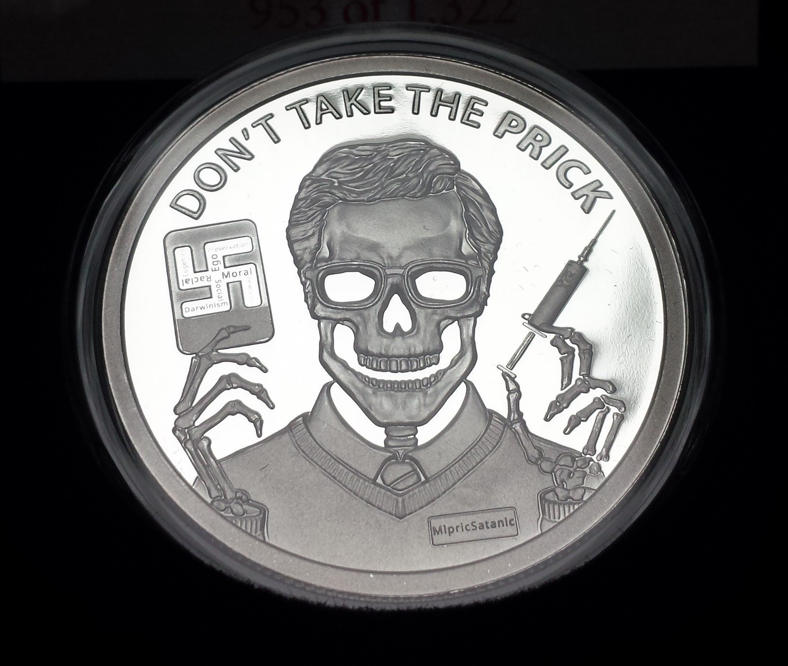 2021 Don't Take the Prick 1 oz. Silver Shield Proof Medallion SSG Covid 1984, #1