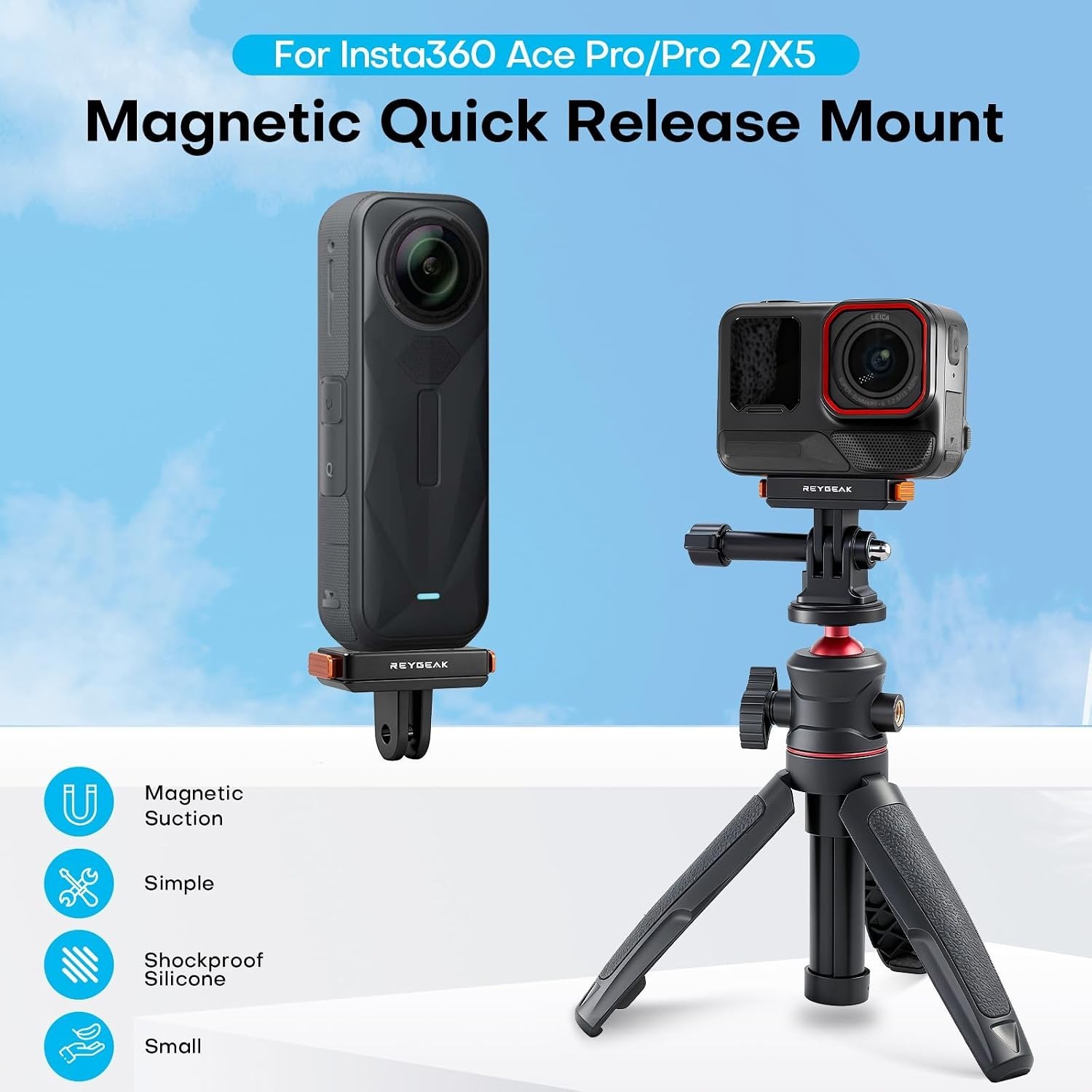 Magnetic Quick Release Mount for Insta360 X5/Ace Pro & Accessories - One Pack