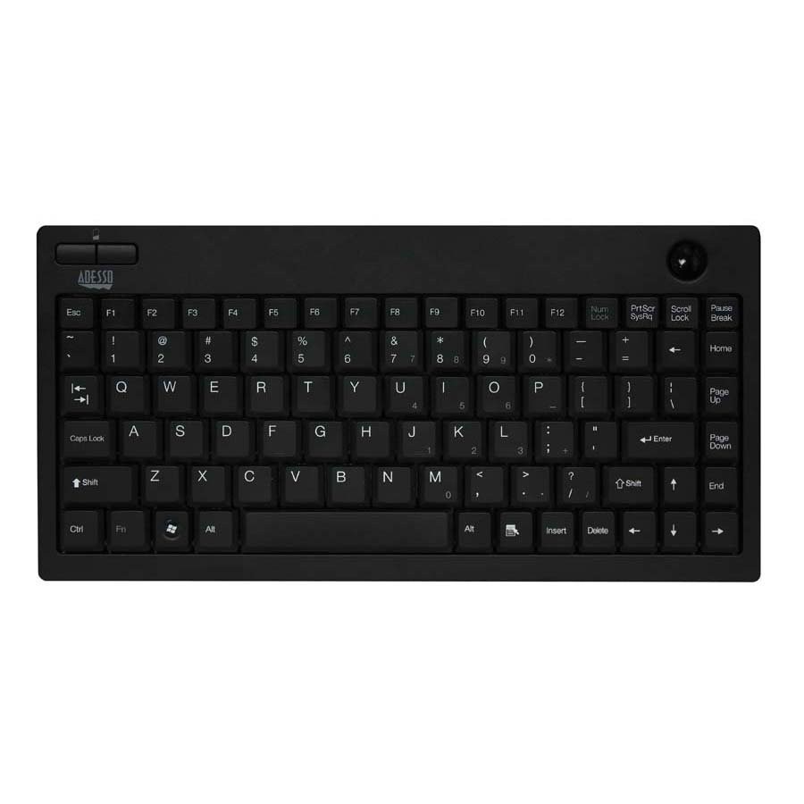 Adesso WKB-3100UB Wireless Mini Trackball Keyboard - Compact 87-Key Layout,...