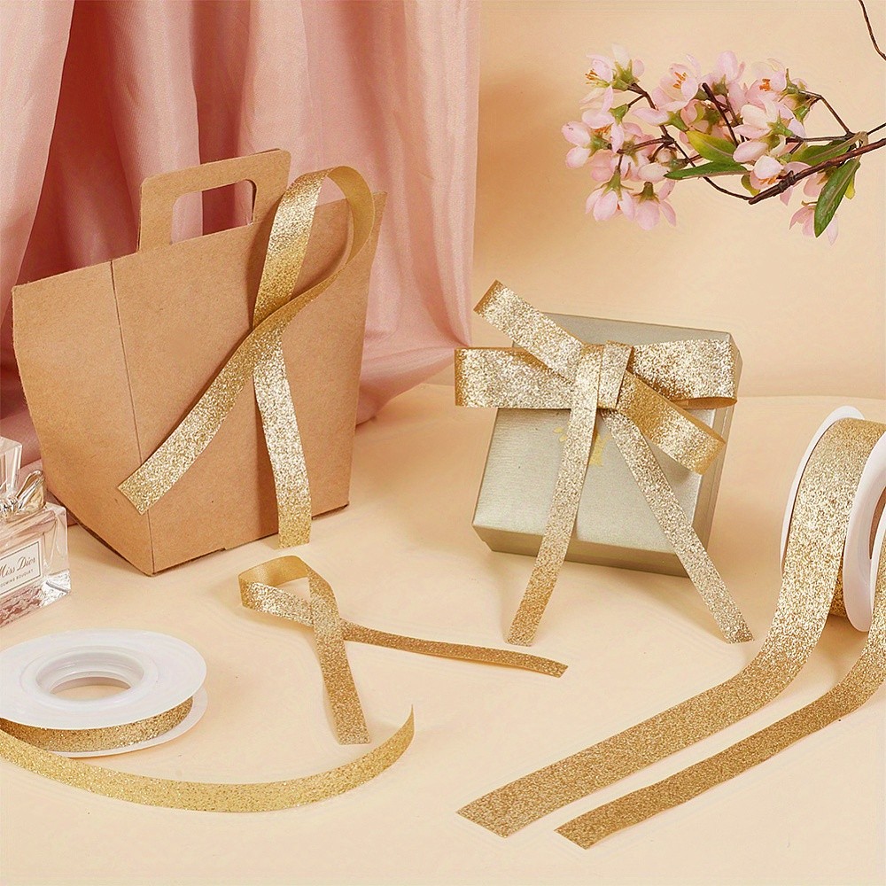 1set 3rolls 3 styles Sparkle Polyester Ribbons Glitter Ribbon Garment
