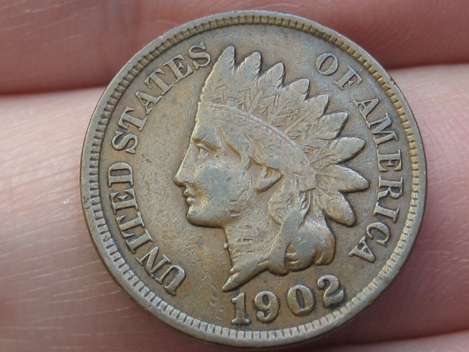 1902 Indian Head Cent Penny- VF Details, Chocolate Brown