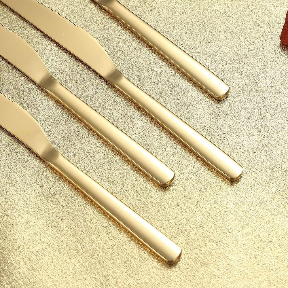 Gold Steak Knives, 8 Piece Premium Stainless Steel Steak Knife Set, Meat Knif...