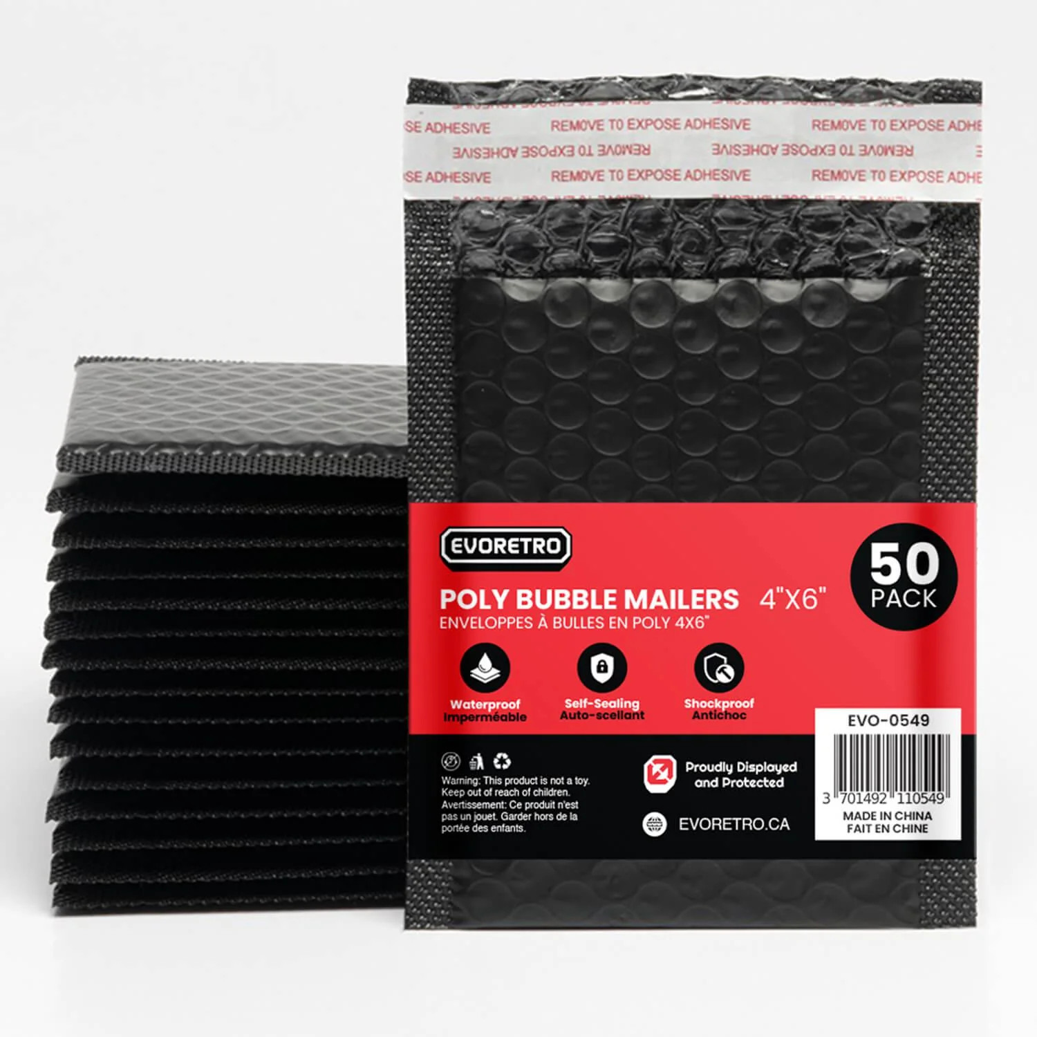 50 Pack 4x6 Black Bubble Mailers Poly Padded Shipping Envelopes by EVORETRO