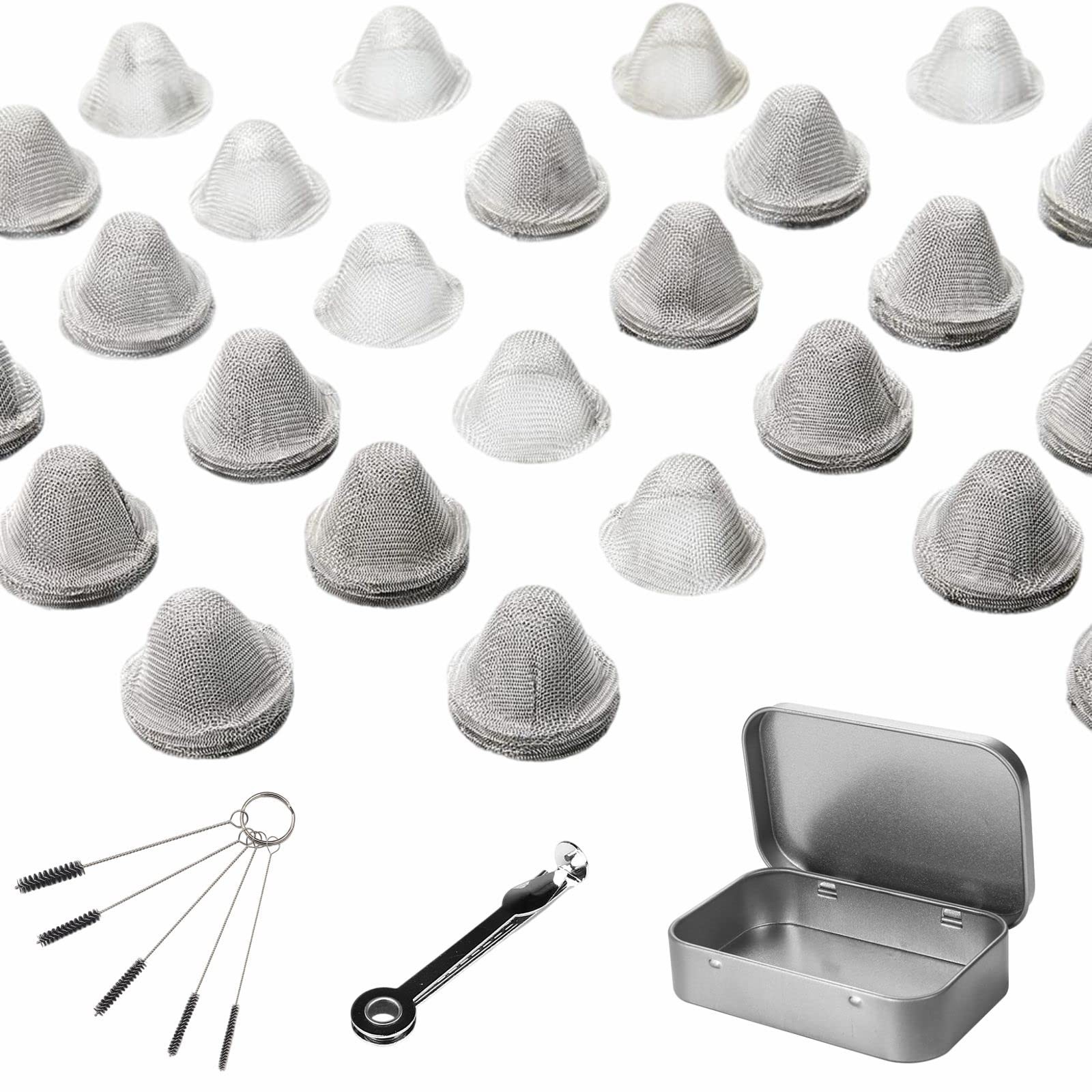 Fyjbnh 60 Pieces 1/2 Inch Stainless Steel Mesh Clean Screens 0.6*0.39in