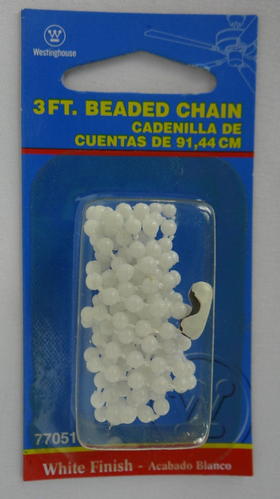 Ceiling Fan Pull Chain 3 ft. & Connector 77051 Westinghouse White Beaded Plastic