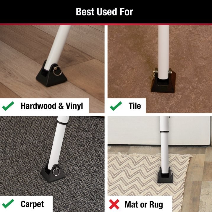 Master Lock Folding Security Bar, Compact Adjustable Door Stopper for Hinged and