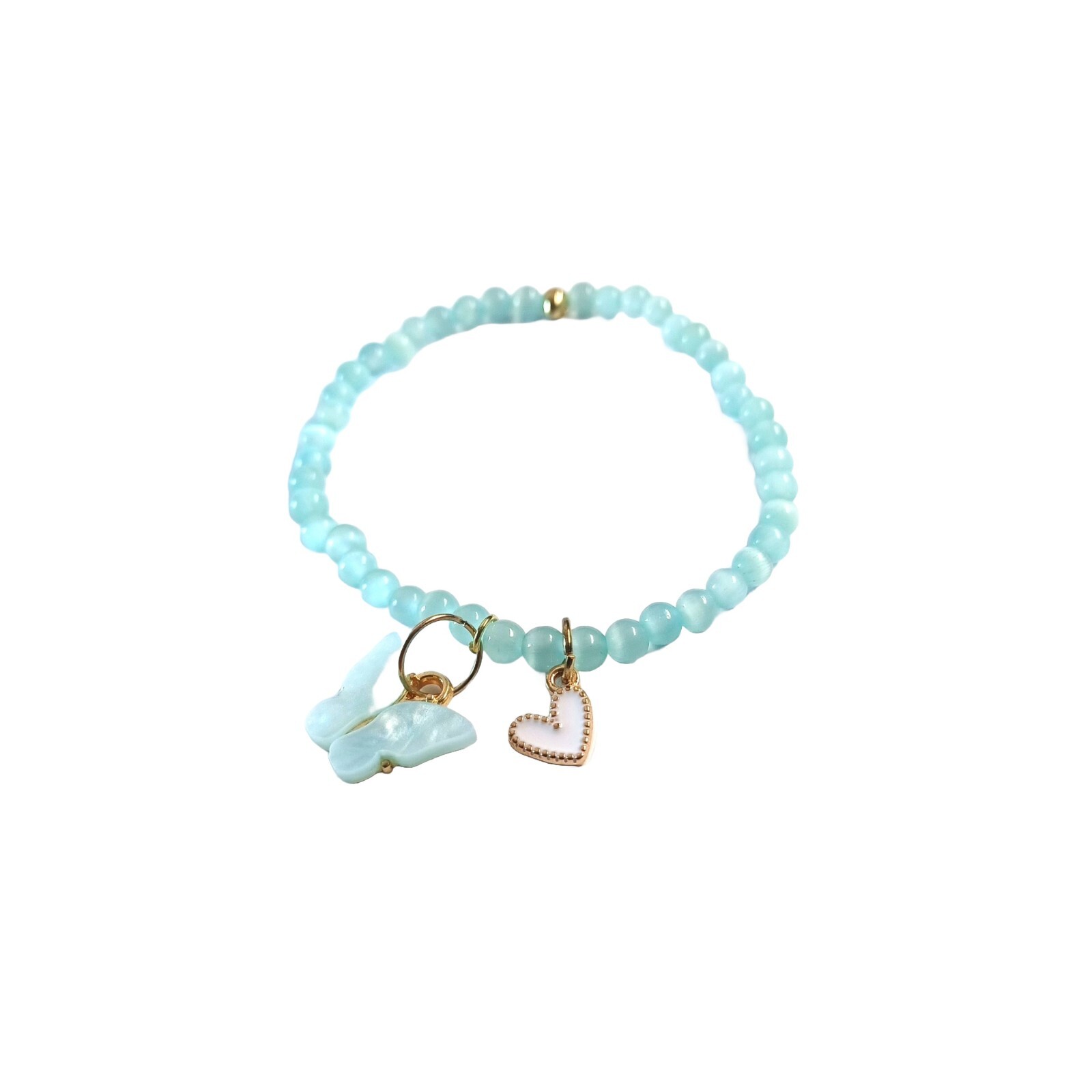 Fashionable and Elegant Chic Blue Bracelet With Heart Butterfly Charm