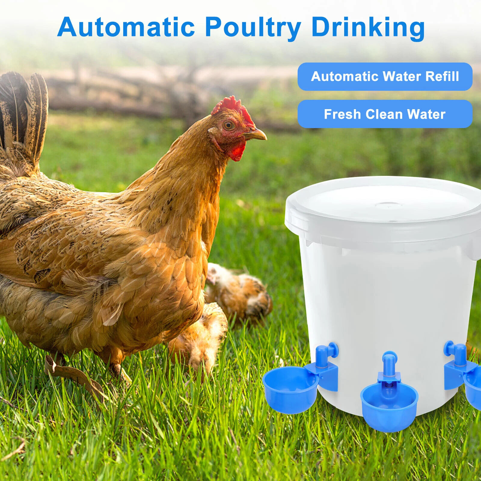12Pcs Automatic Water Cups Poultry Drinker Waterer Chicken Duck Quail Drinking