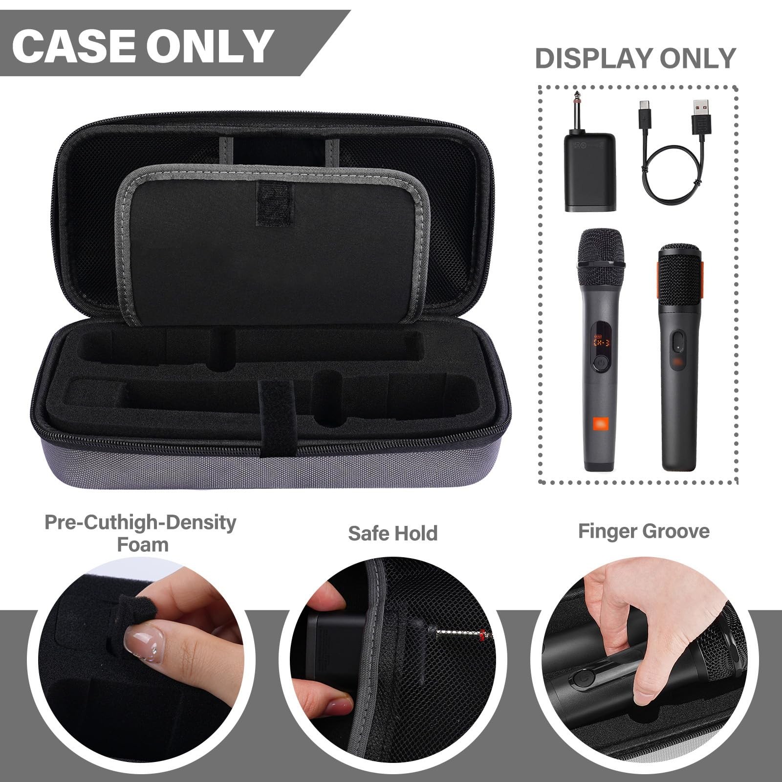 Wireless Microphone Case Compatible with JBL 9 to 10.2 inches, Upgrade-Grey