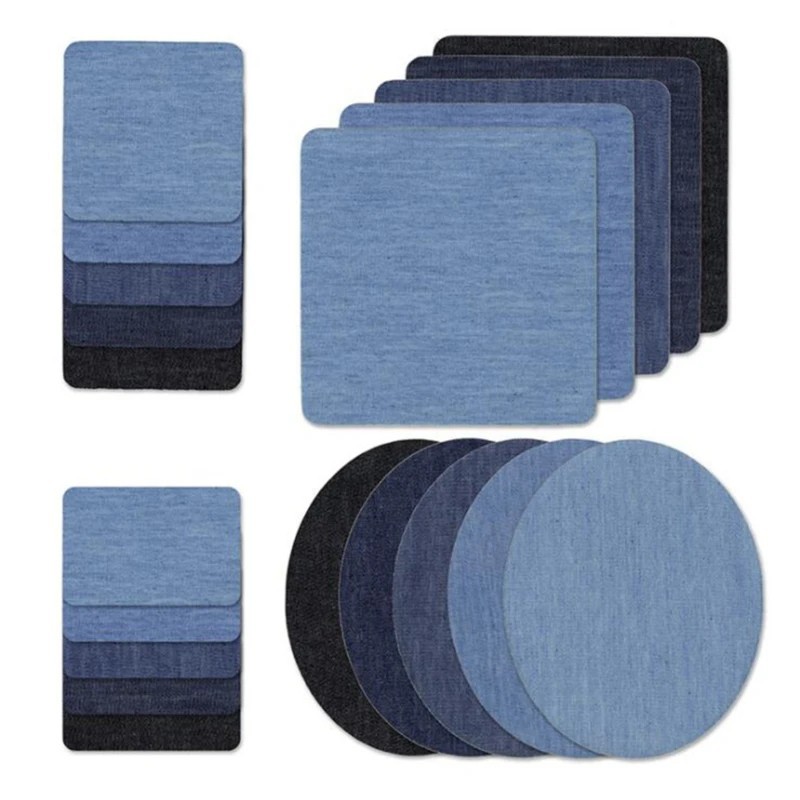 5 Colors DIY Iron on Denim Fabric Patches for Clothing Jeans Repair Kit（20pcs ）