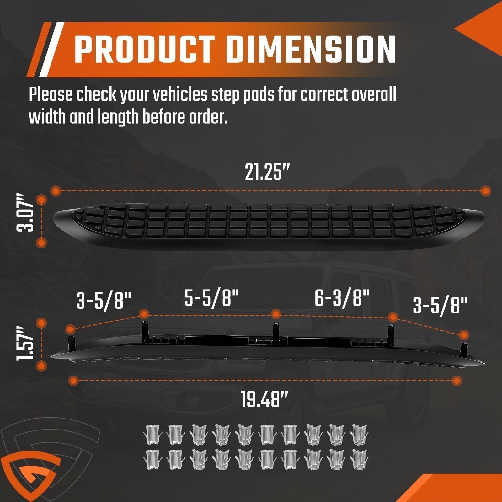 Replacement Step Pad for 3" Round Nerf Bars - Set of