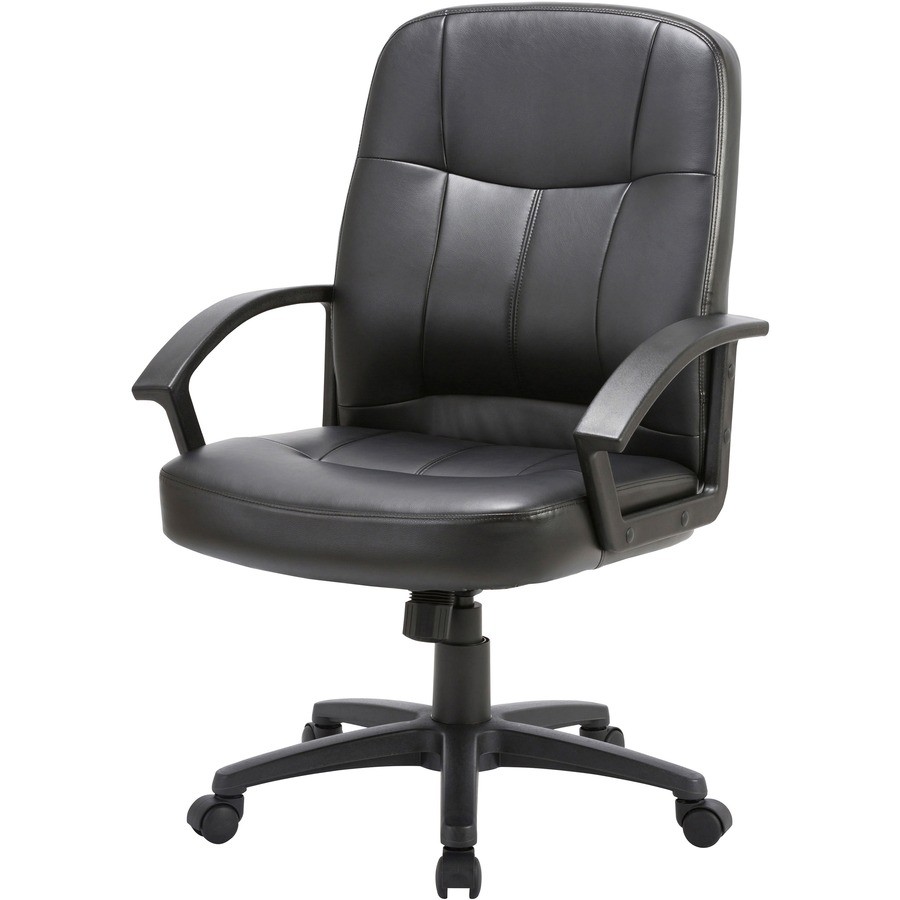 Lorell LLR60121 Chadwick Leather Mid-back Chair Black