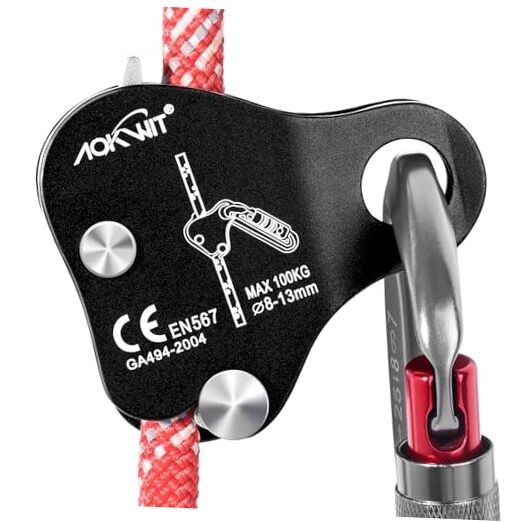 Climbing Ascender Rope Grab Fall Protection Belay Device Tree Climbing Black