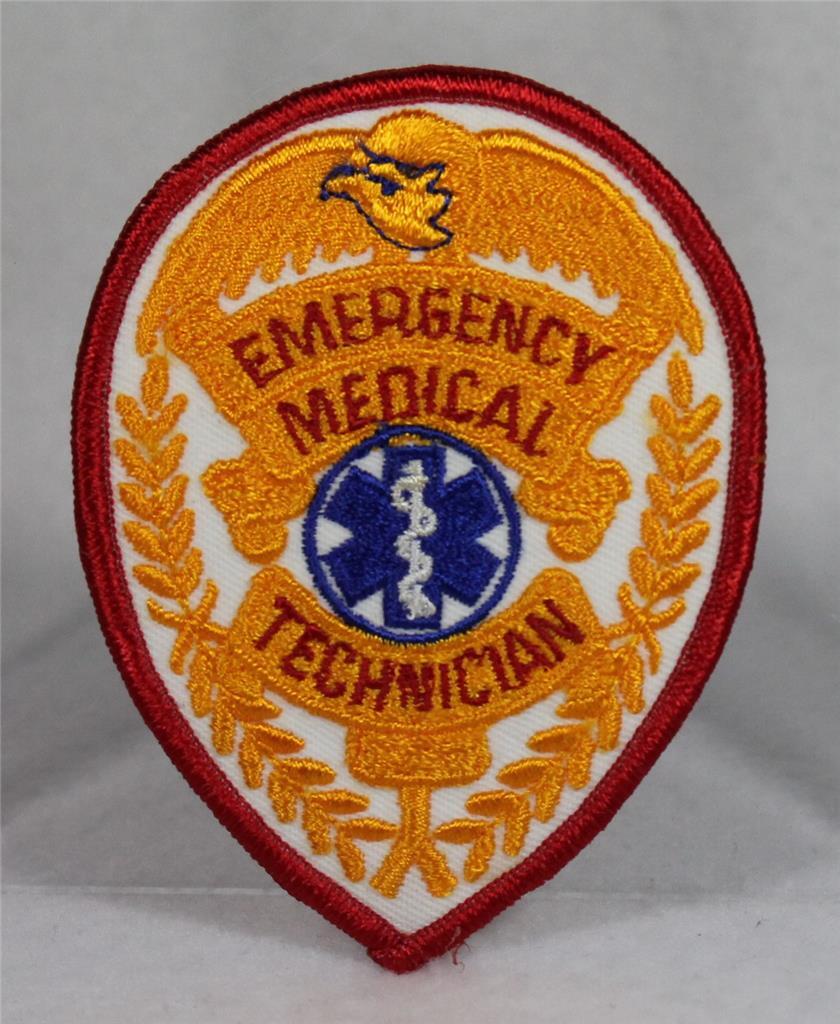 Emergency Medical Technician Embroidered Patch - 3.75" x 3" - Gold - NEW