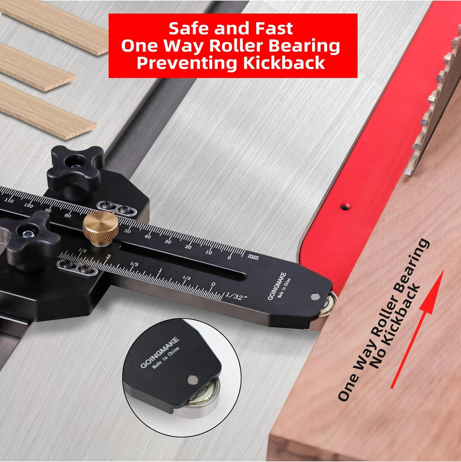 GOINGMAKE Thin Rip Jig Table Saw Jig Guide for Making Repetitive Narrow Thin Str