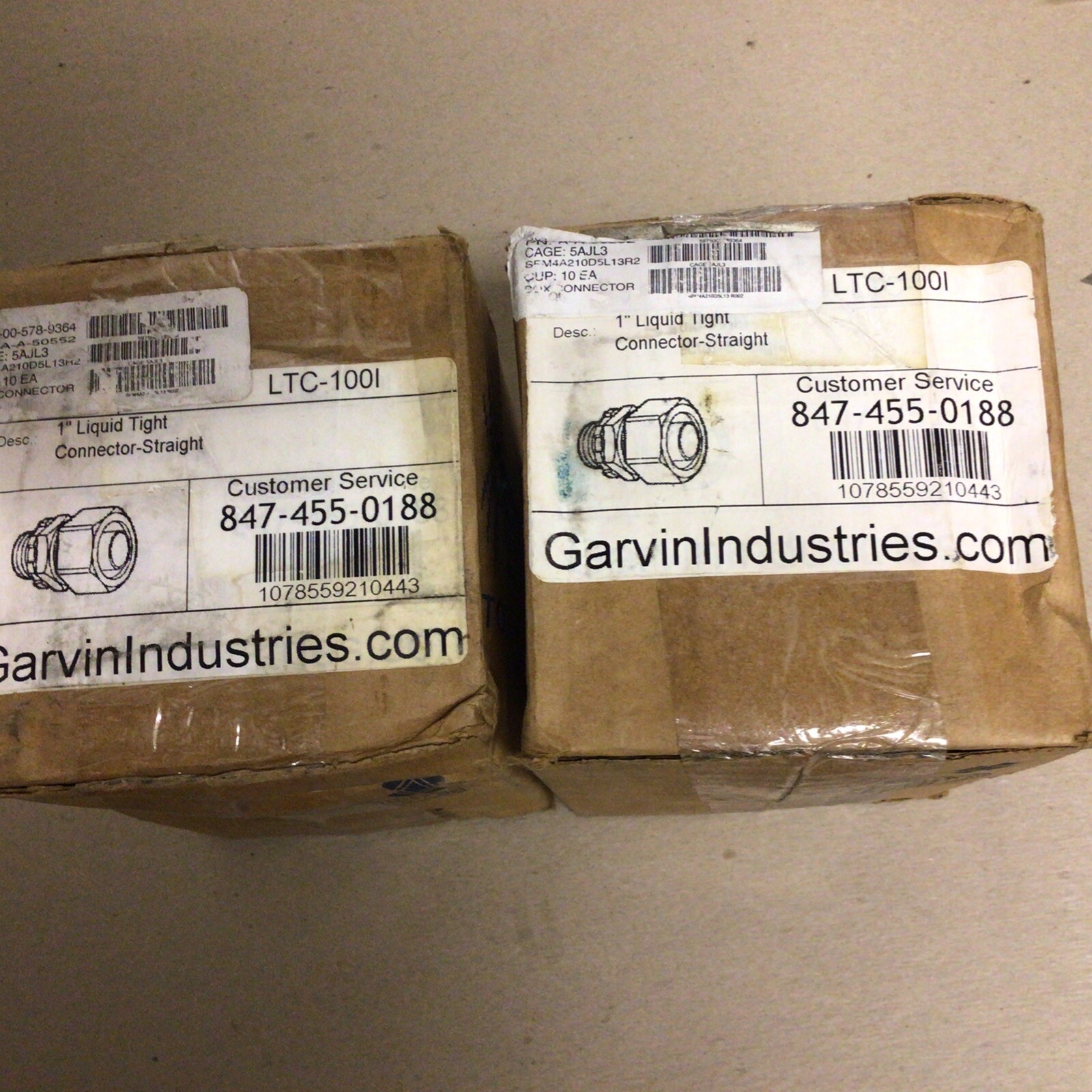 Garvin Industries 1” Liquid Tight Strait Connector  LTC-1001 box of 20