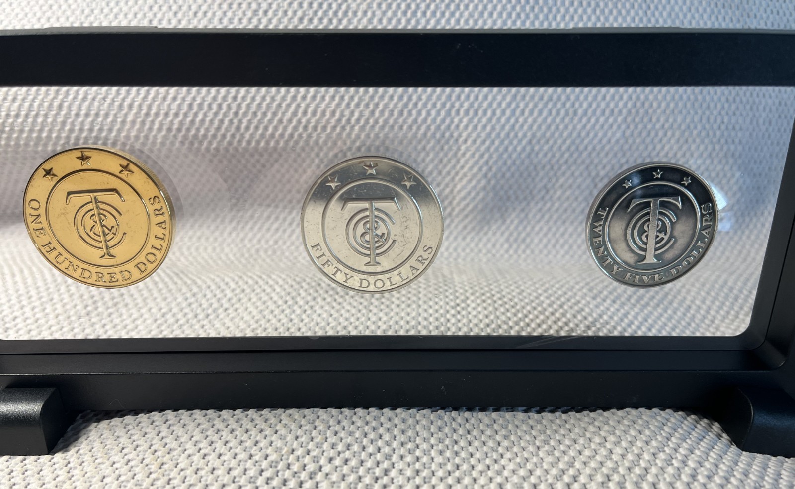 Complete Set Tiffany & Co.  Coins - $100. - $50. - $25. Framed ESTATE SALE FIND