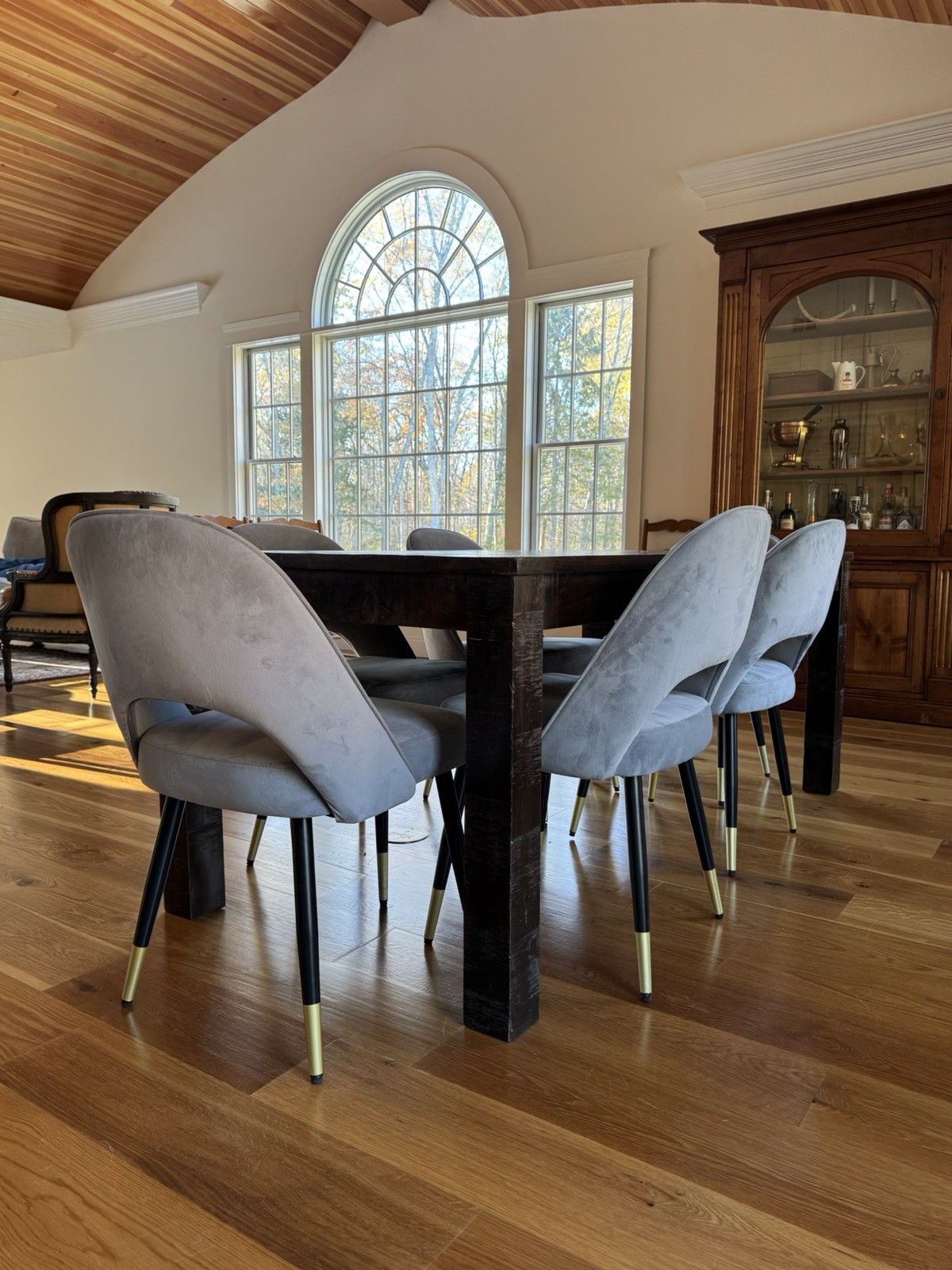 FDW FDC-FB164 Upholstered Dining Chair - Gray