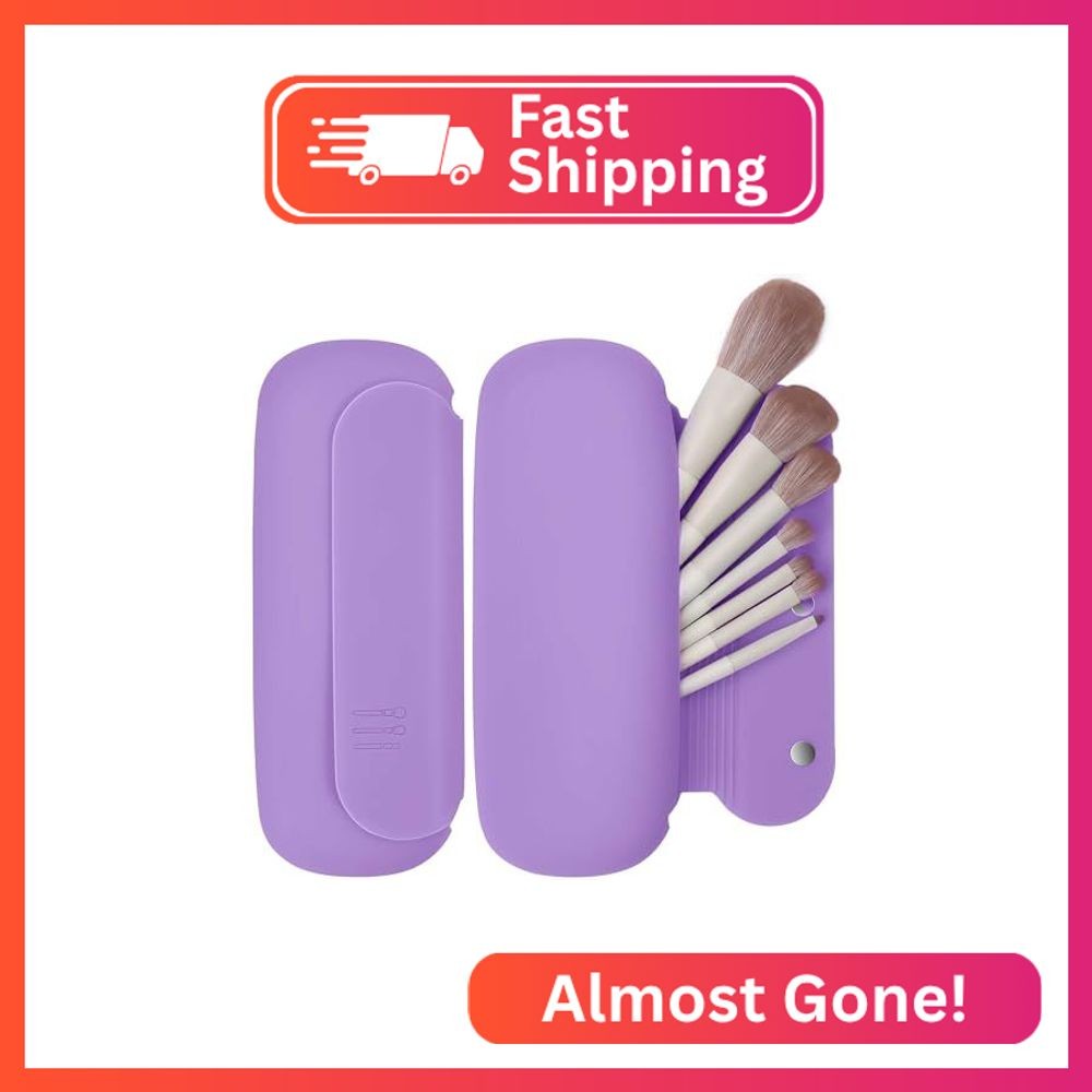 BAGCRAZY Silicone Travel Makeup Brush Holder for Women with Magnetic Closure and