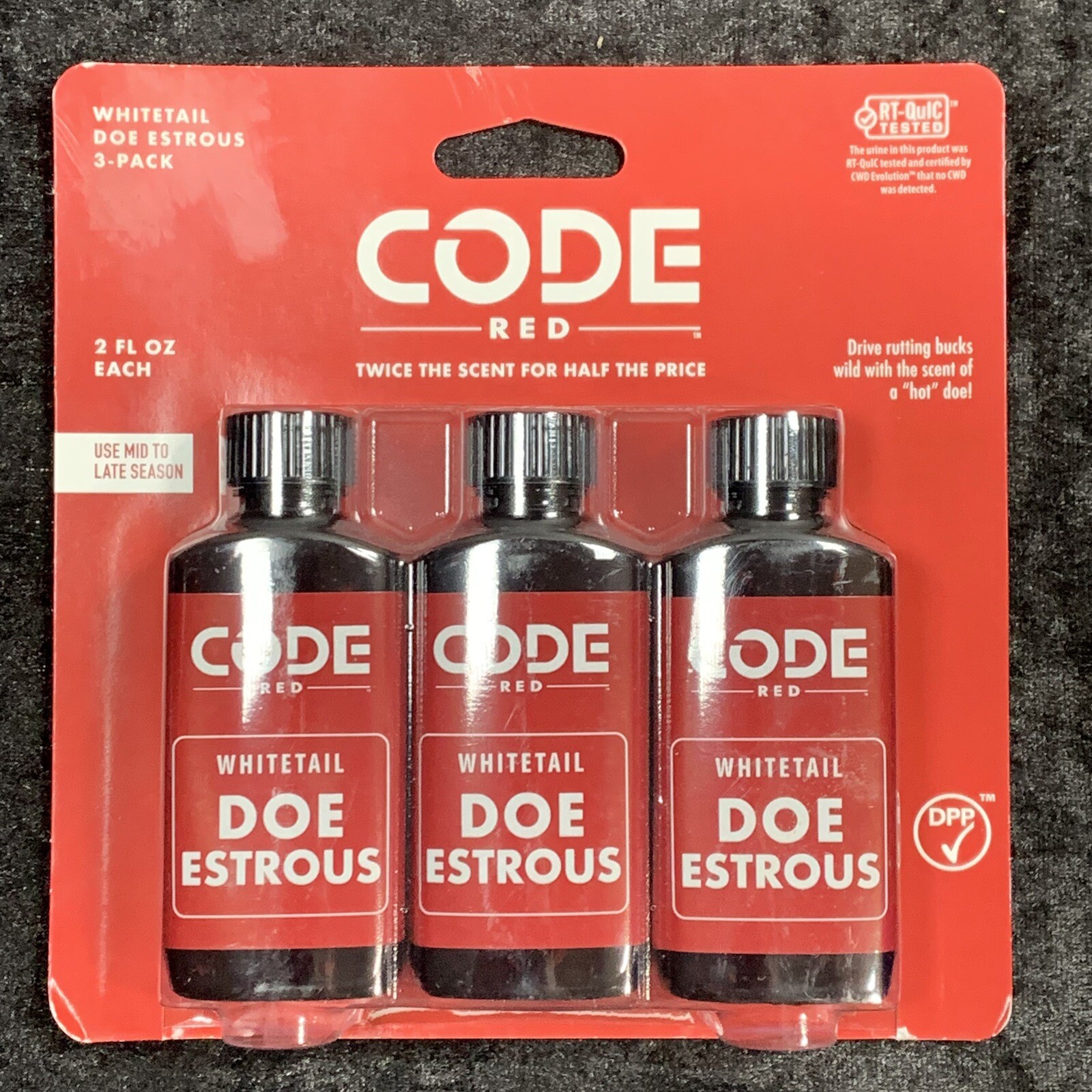 Code Red Doe Estrous 2 oz 3 Pack Premium Blended Deer Urine Hunting Lure Rut NEW