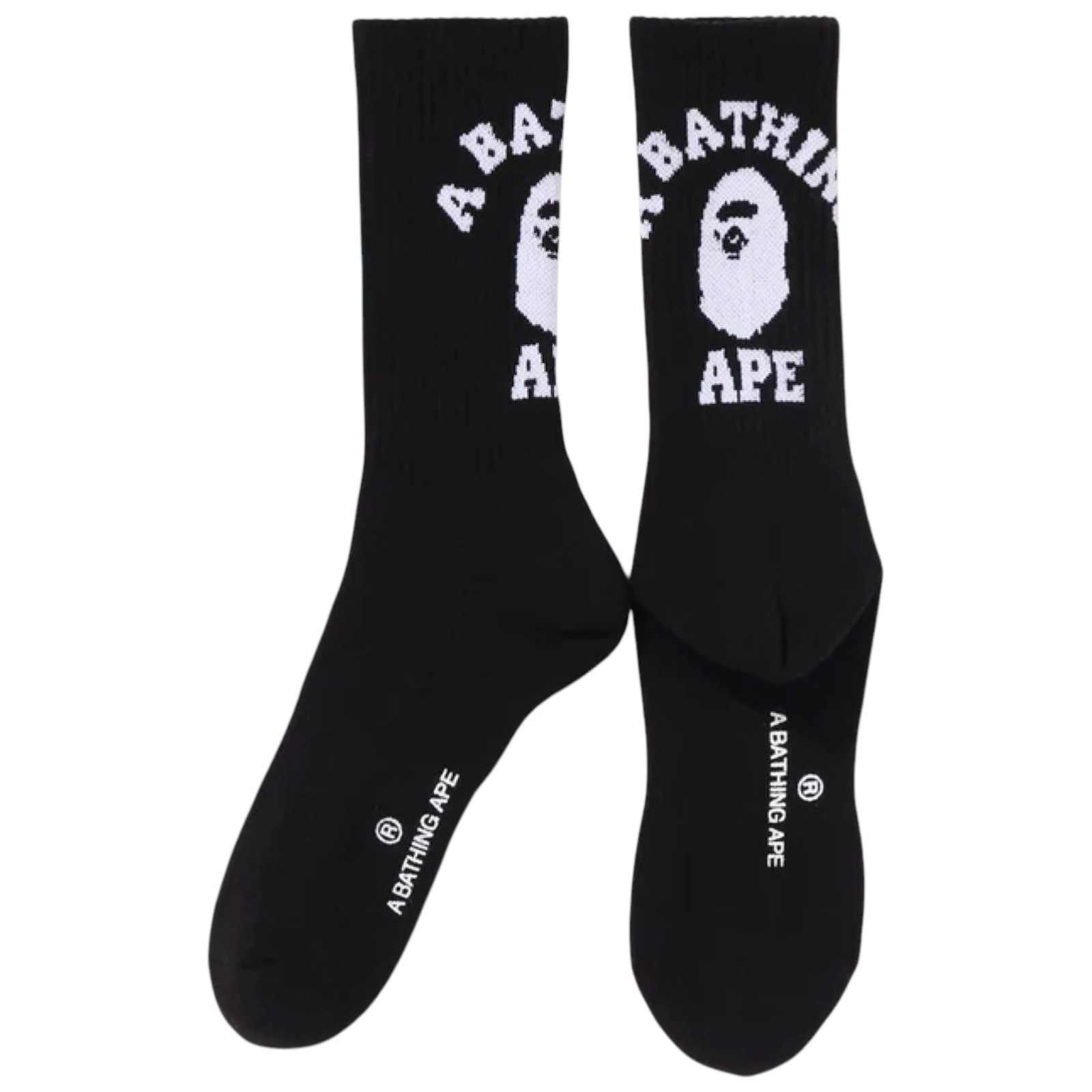 BAPE Ape Head Crew Socks Black White | A Bathing Ape