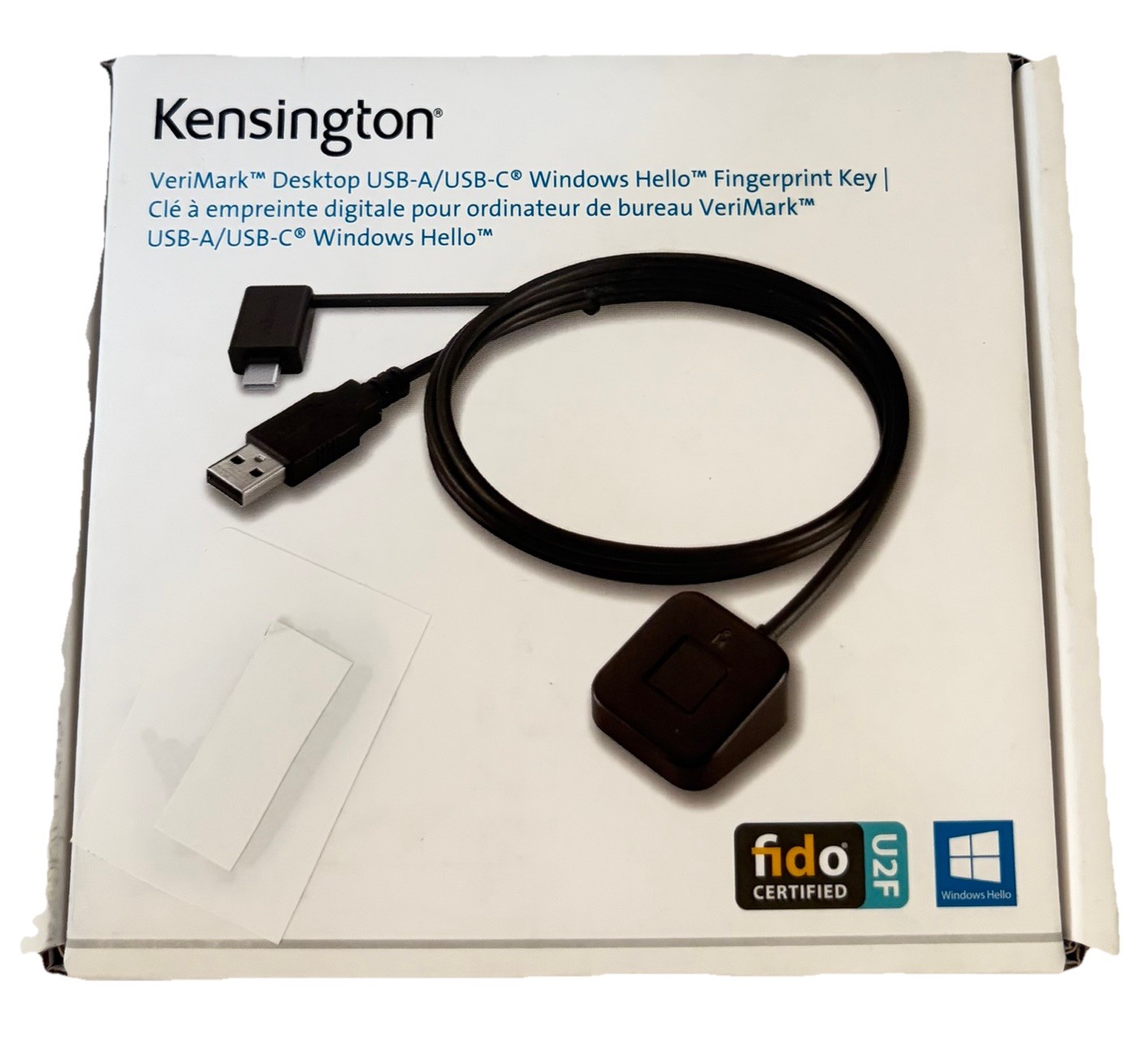 Kensington VeriMark Desktop Fingerprint Key USB-A USB-C Windows Hello K62330WWA