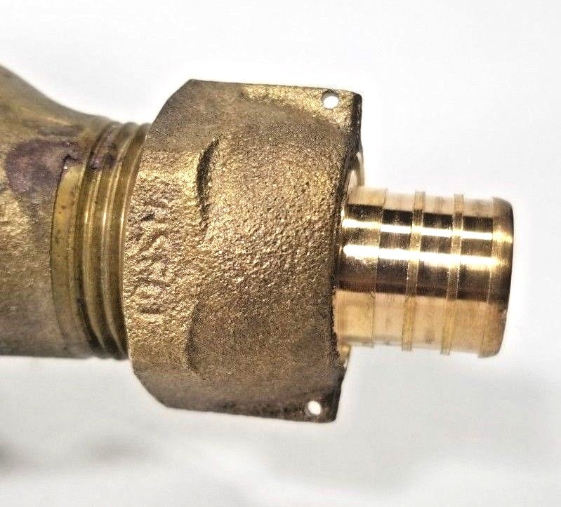 5/8" PEX Water Meter Coupling, LEAD FREE Brass, 5/8" Swivel nut x 3/4" Pex Barb