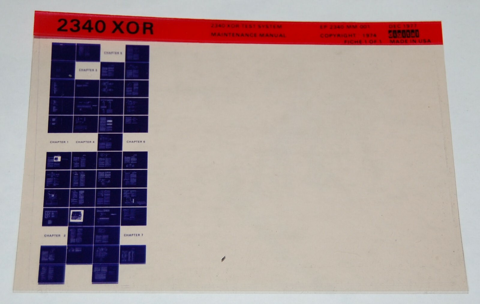 DEC 2340 XOR Test System Maintenance Manual, Microfiche