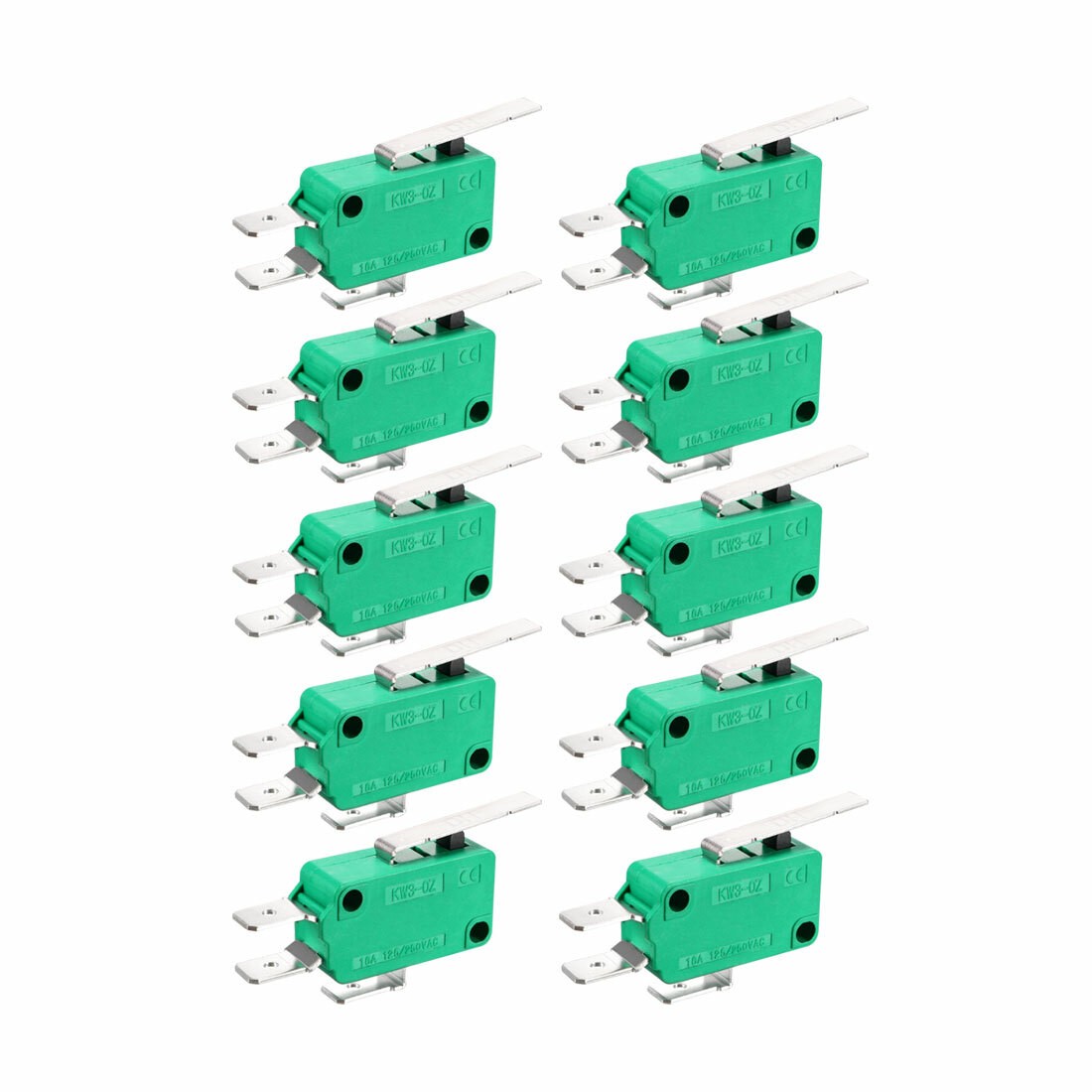 10 PCS KW3-OZ 16A 125/250VAC SPDT NO NC Hinge Lever Type Micro Limit Switches