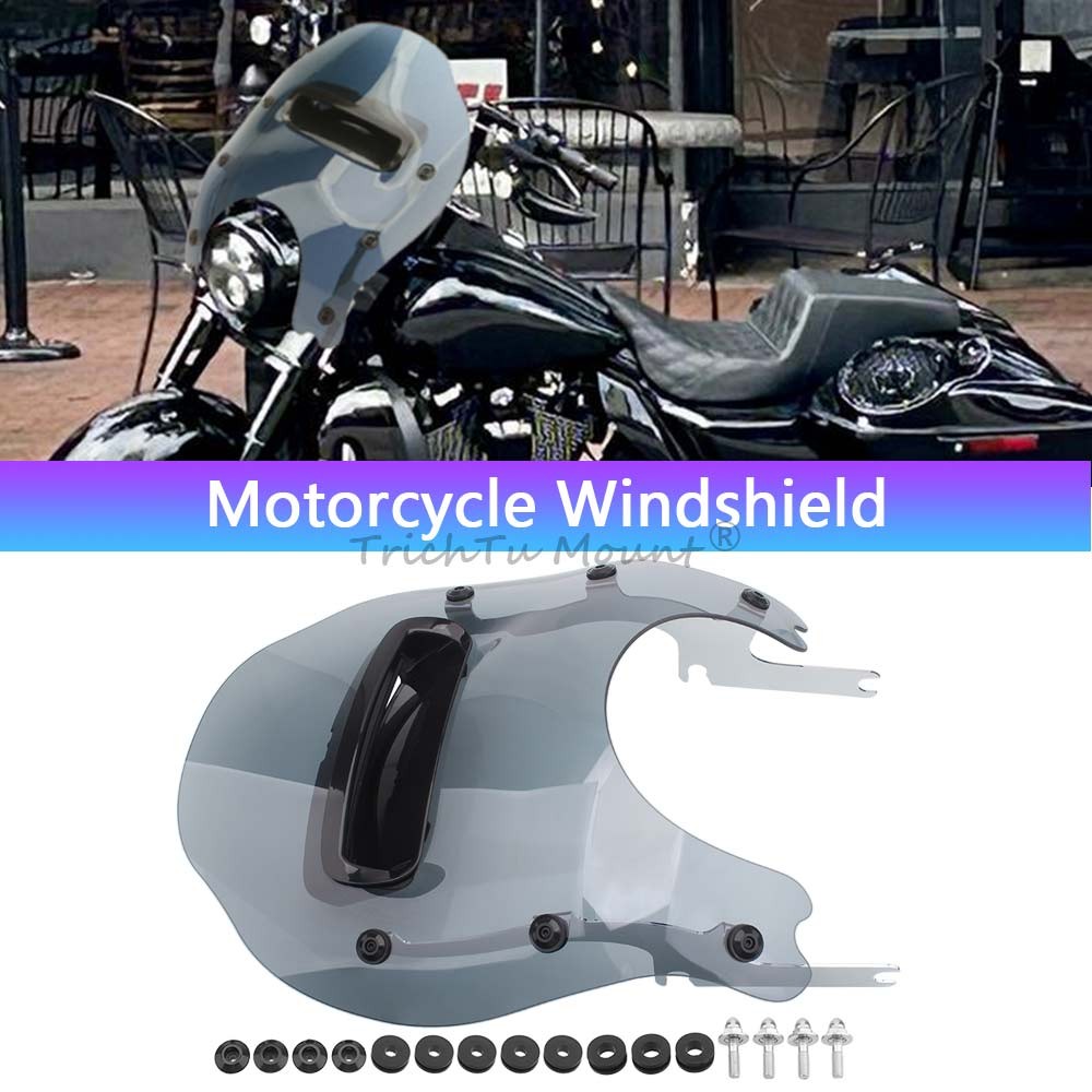Light Smoke Windshield Wind Splitter Deflector For Harley Road King 1994-2025