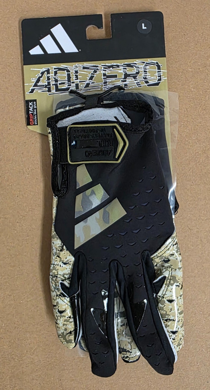 Brand New adidas ADIZERO Camouflage Football Gloves, Size Large