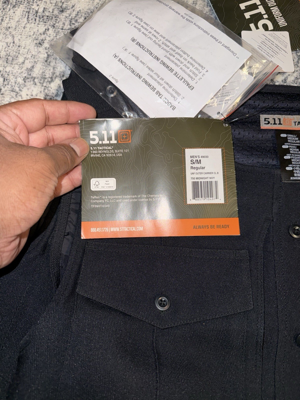 5.11 Tactical Class B Uniform Outer Vest Carrier Navy Blue Small/Medium BNWT