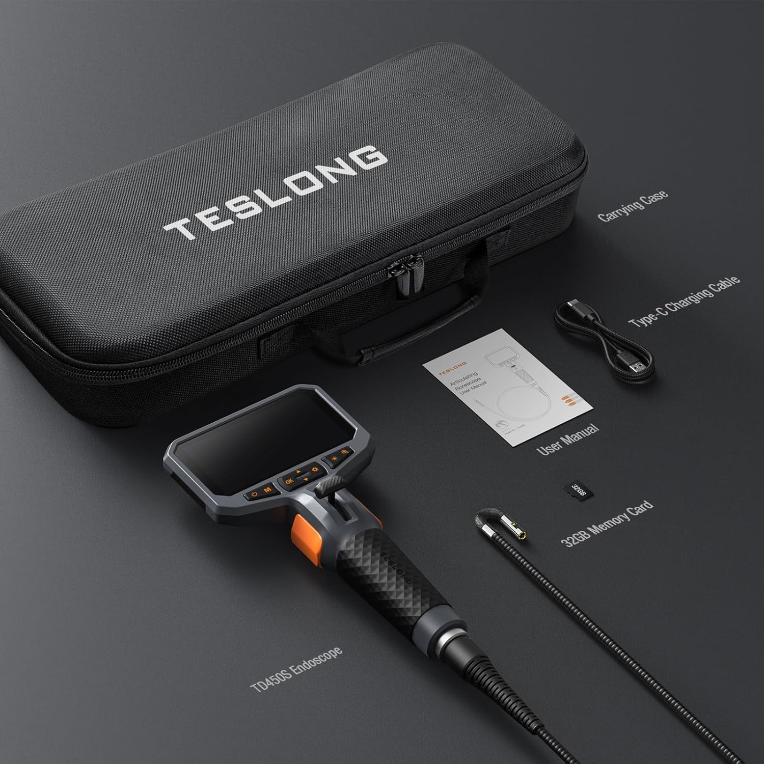 Articulating Borescope with Dual Lens Endoscope Camera, Teslong Two-Way Articula