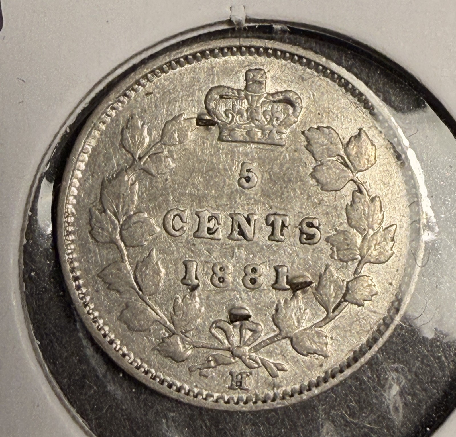 1881-H  Canadian 5ct Silver, VF. (18572)