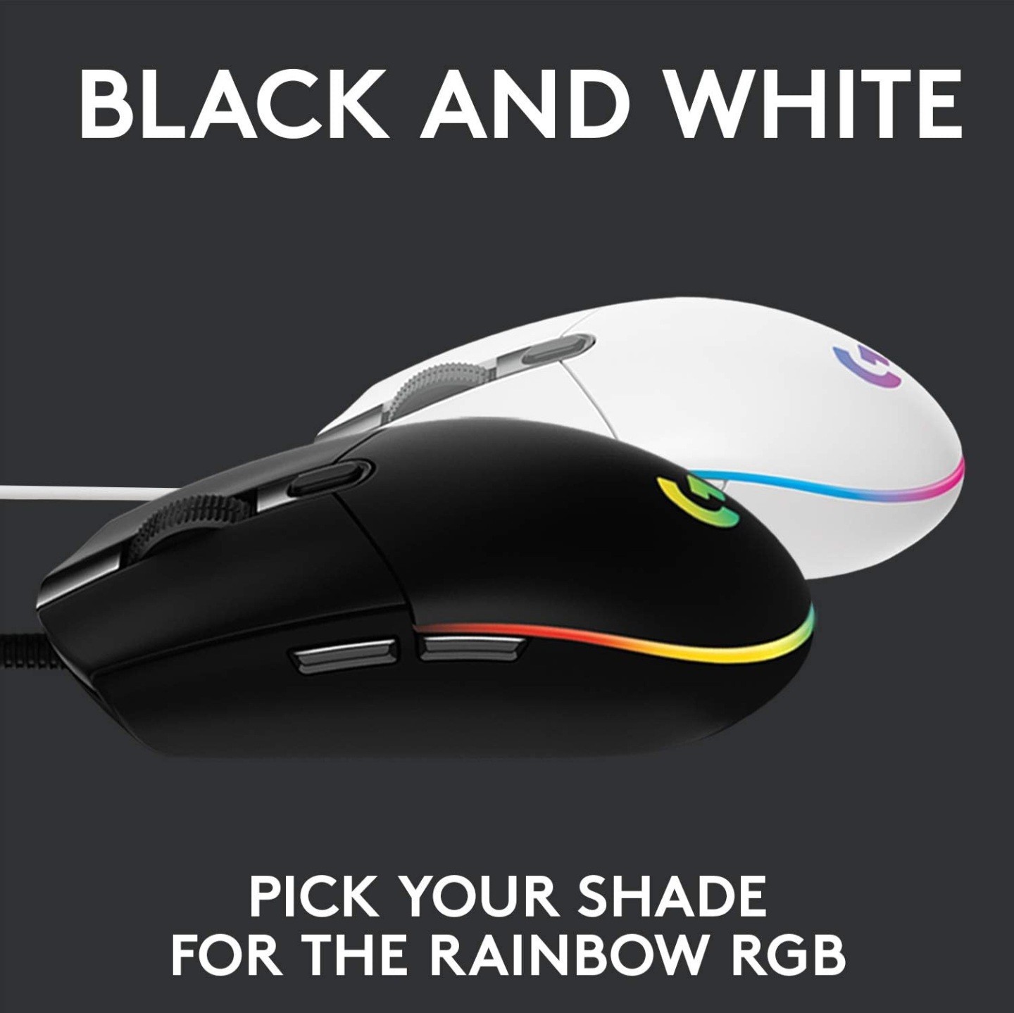 Logitech G102 Wired Gaming Mouse, 8000 DPI, 6 Programmable Buttons, RGB, Black