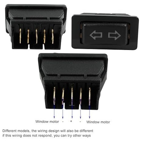 2-Pin Power Window Switch 12V 20A DPDT Momentary Rocker with Blue Indicator Ligh