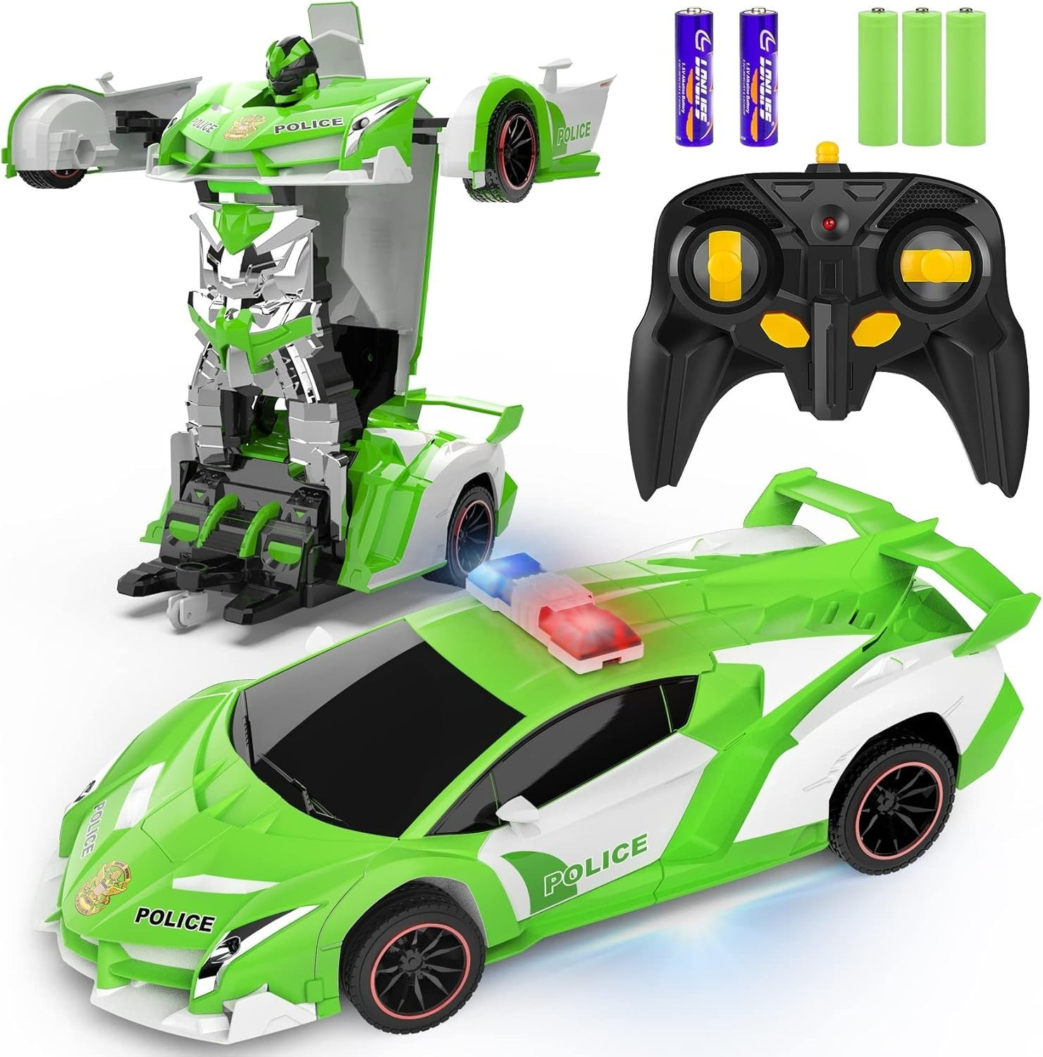 Coche teledirigido: se transforma en robot con un solo botón - Verde